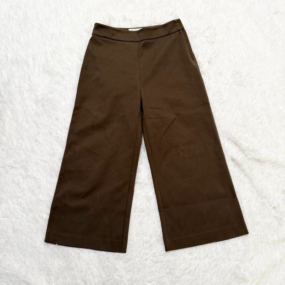 Pink Martini Nadia Wide Leg Cropped Suede Pants Brown Casual Womens Size Small - Picture 2 of 11
